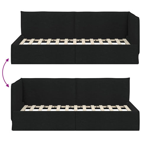 vidaXL Corner Bed Frame with Headboard Black 100 x 200 cm Fabric