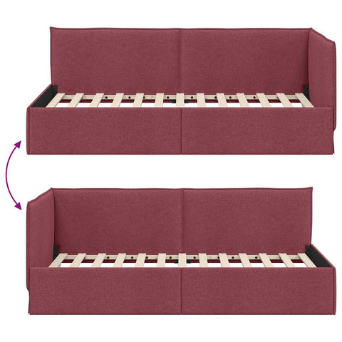 vidaXL Corner Bed Frame with Headboard Wine red 100 x 200 cm Fabric