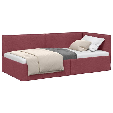 vidaXL Corner Bed Frame with Headboard Wine red 100 x 200 cm Fabric