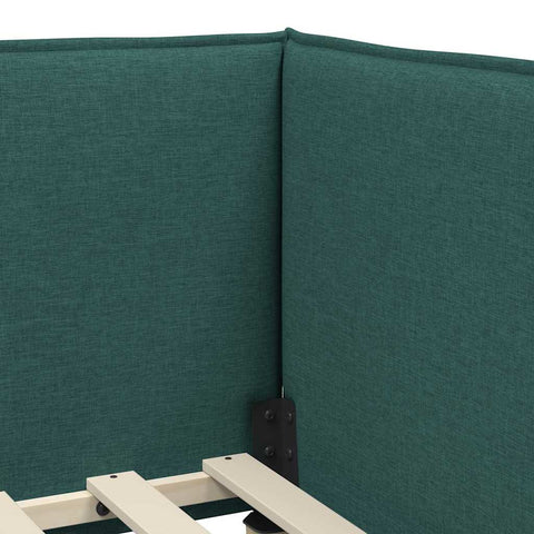 vidaXL Corner Bed Frame with Headboard Dark green 100 x 200 cm Fabric