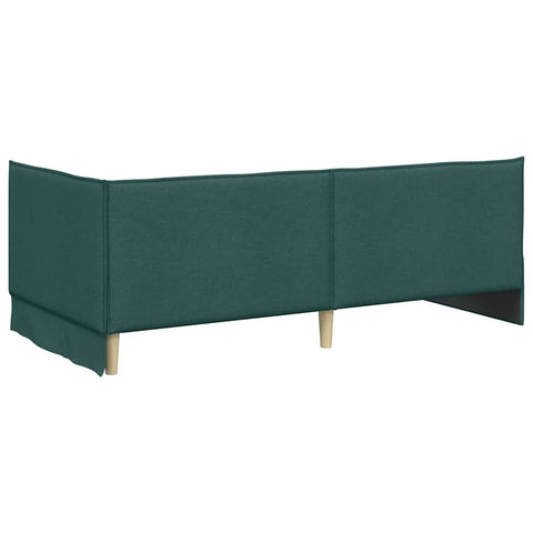 vidaXL Corner Bed Frame with Headboard Dark green 100 x 200 cm Fabric
