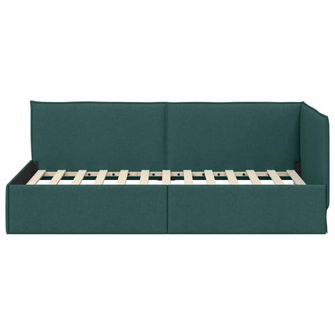 vidaXL Corner Bed Frame with Headboard Dark green 100 x 200 cm Fabric