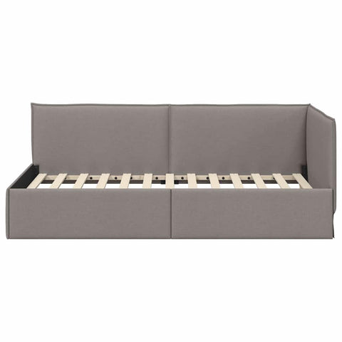 vidaXL Corner Bed Frame with Headboard Taupe 100 x 200 cm Fabric