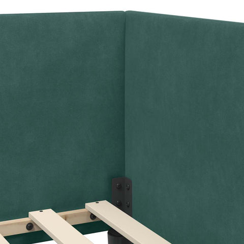 vidaXL Corner Bed Frame with Headboard Dark green 80 x 200 cm Velvet