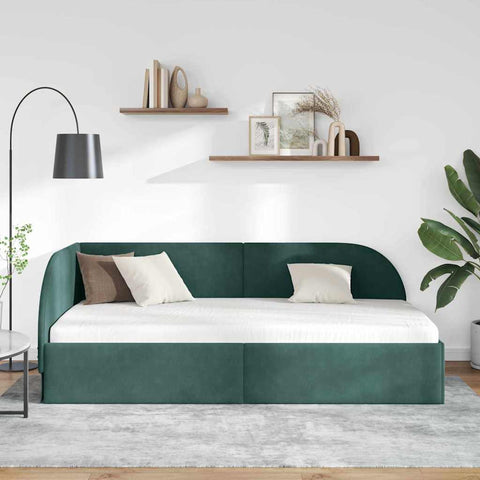 vidaXL Corner Bed Frame with Headboard Dark green 80 x 200 cm Velvet