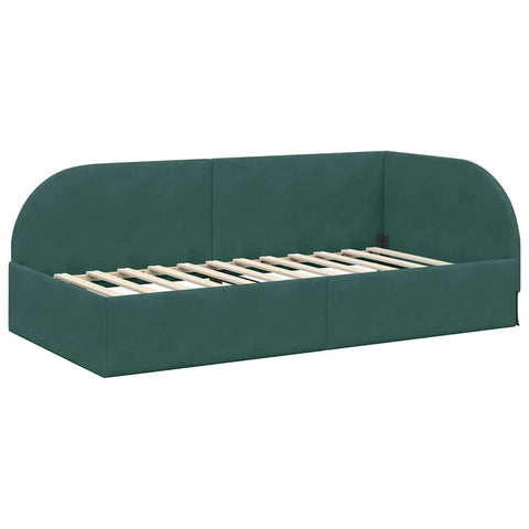 vidaXL Corner Bed Frame with Headboard Dark green 80 x 200 cm Velvet