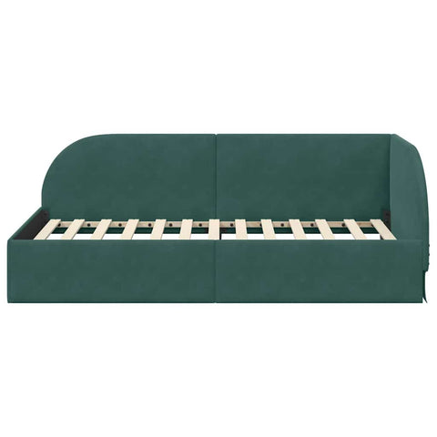 vidaXL Corner Bed Frame with Headboard Dark green 80 x 200 cm Velvet