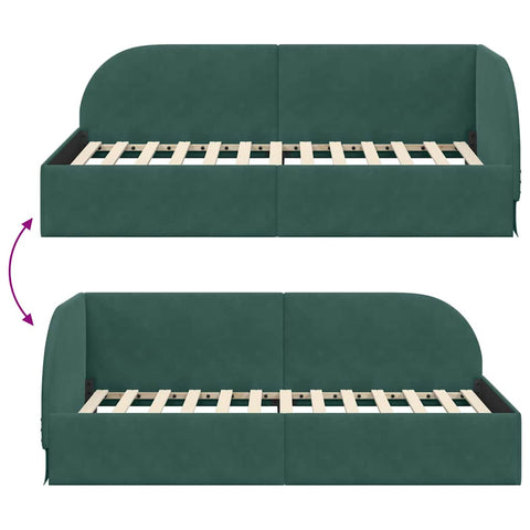 vidaXL Corner Bed Frame with Headboard Dark green 80 x 200 cm Velvet