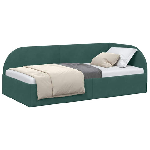 vidaXL Corner Bed Frame with Headboard Dark green 80 x 200 cm Velvet