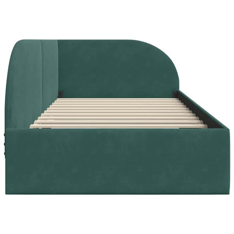 vidaXL Corner Bed Frame with Headboard Dark green 80 x 200 cm Velvet