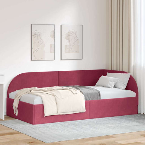 vidaXL Corner Bed Frame with Headboard Wine red 80 x 200 cm Velvet