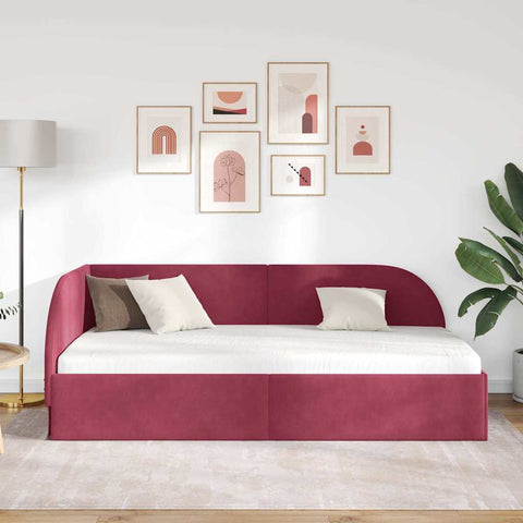 vidaXL Corner Bed Frame with Headboard Wine red 80 x 200 cm Velvet