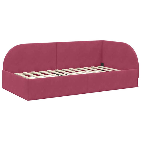 vidaXL Corner Bed Frame with Headboard Wine red 80 x 200 cm Velvet