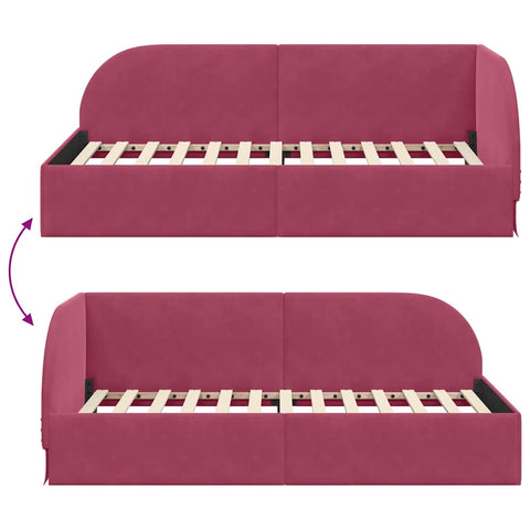 vidaXL Corner Bed Frame with Headboard Wine red 80 x 200 cm Velvet