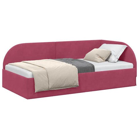 vidaXL Corner Bed Frame with Headboard Wine red 80 x 200 cm Velvet