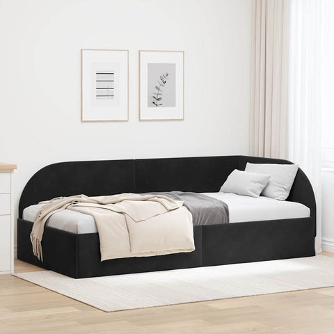 vidaXL Corner Bed Frame with Headboard Black 80 x 200 cm Velvet