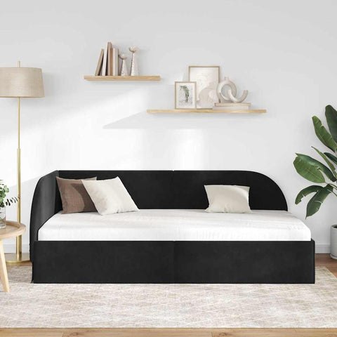 vidaXL Corner Bed Frame with Headboard Black 80 x 200 cm Velvet