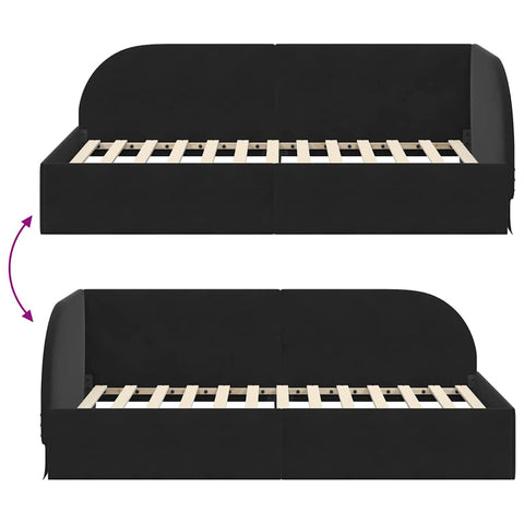 vidaXL Corner Bed Frame with Headboard Black 80 x 200 cm Velvet