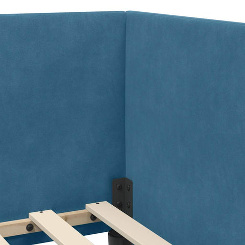 vidaXL Corner Bed Frame with Headboard Blue 90 x 200 cm Velvet