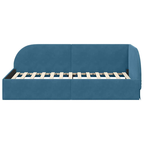 vidaXL Corner Bed Frame with Headboard Blue 90 x 200 cm Velvet