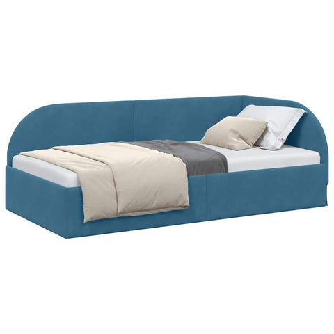 vidaXL Corner Bed Frame with Headboard Blue 90 x 200 cm Velvet