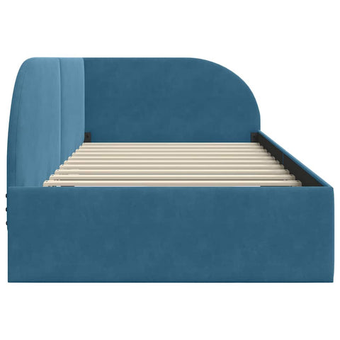 vidaXL Corner Bed Frame with Headboard Blue 90 x 200 cm Velvet