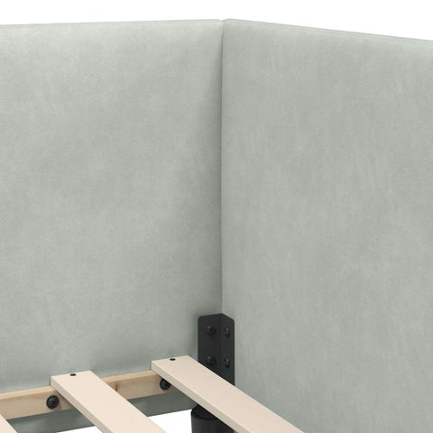 vidaXL Corner Bed Frame with Headboard Light grey 90 x 200 cm Velvet