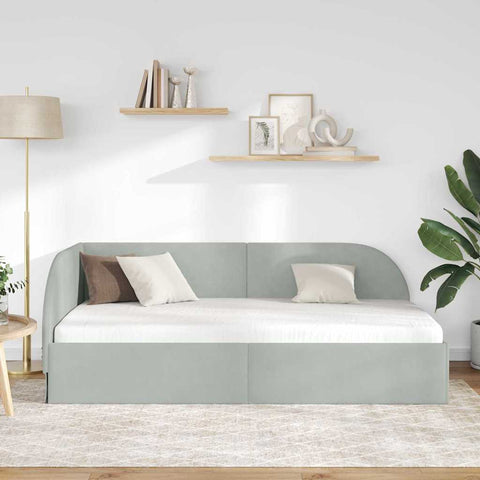 vidaXL Corner Bed Frame with Headboard Light grey 90 x 200 cm Velvet