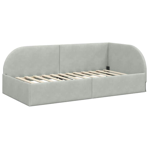 vidaXL Corner Bed Frame with Headboard Light grey 90 x 200 cm Velvet