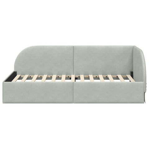 vidaXL Corner Bed Frame with Headboard Light grey 90 x 200 cm Velvet