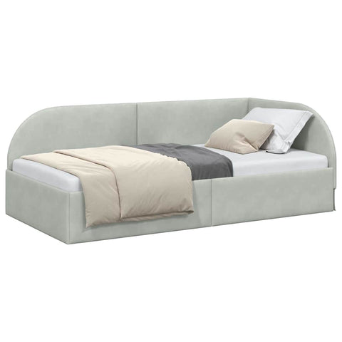 vidaXL Corner Bed Frame with Headboard Light grey 90 x 200 cm Velvet