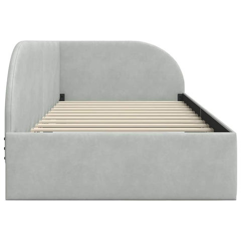 vidaXL Corner Bed Frame with Headboard Light grey 90 x 200 cm Velvet