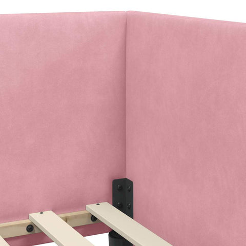 vidaXL Corner Bed Frame with Headboard Pink 90 x 200 cm Velvet