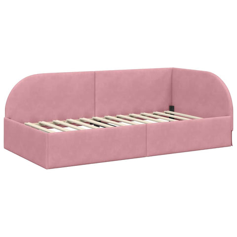 vidaXL Corner Bed Frame with Headboard Pink 90 x 200 cm Velvet