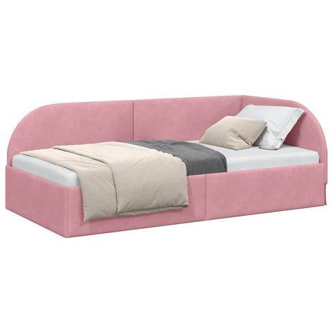 vidaXL Corner Bed Frame with Headboard Pink 90 x 200 cm Velvet