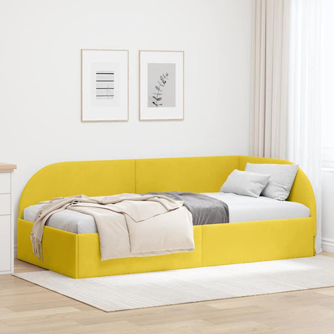 vidaXL Corner Bed Frame with Headboard Yellow 90 x 200 cm Velvet