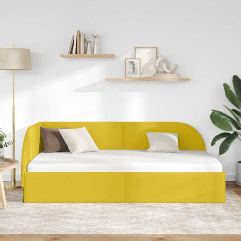 vidaXL Corner Bed Frame with Headboard Yellow 90 x 200 cm Velvet
