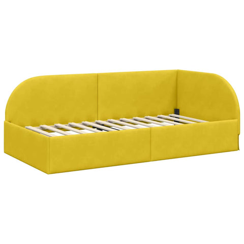 vidaXL Corner Bed Frame with Headboard Yellow 90 x 200 cm Velvet