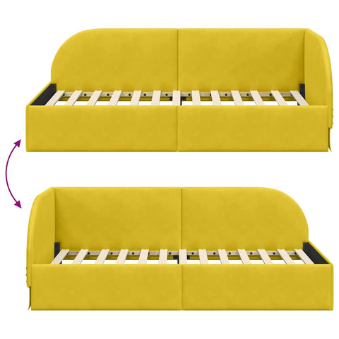 vidaXL Corner Bed Frame with Headboard Yellow 90 x 200 cm Velvet