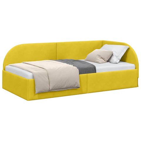 vidaXL Corner Bed Frame with Headboard Yellow 90 x 200 cm Velvet