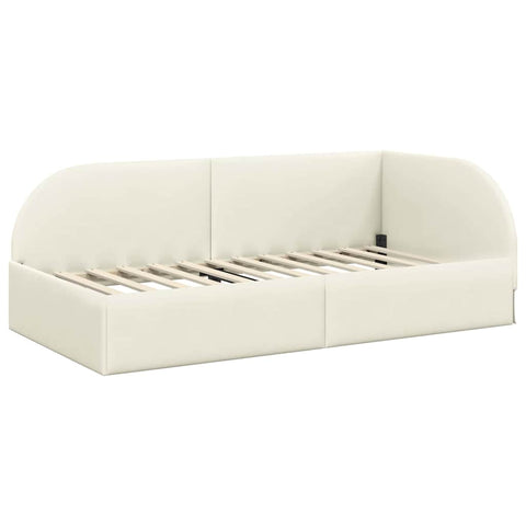 vidaXL Corner Bed Frame with Headboard Cream 90 x 200 cm Velvet