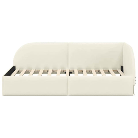vidaXL Corner Bed Frame with Headboard Cream 90 x 200 cm Velvet