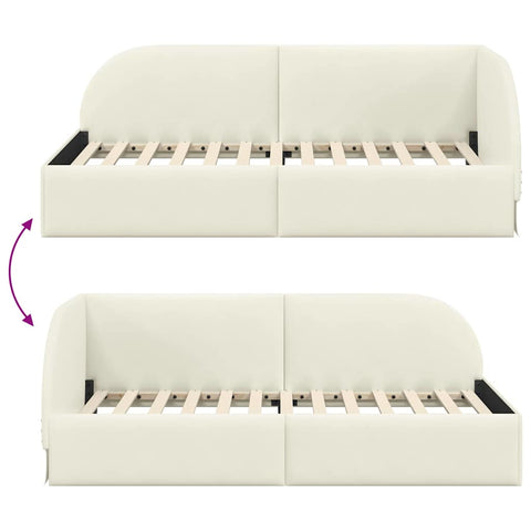 vidaXL Corner Bed Frame with Headboard Cream 90 x 200 cm Velvet