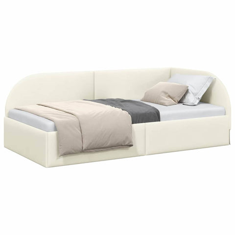 vidaXL Corner Bed Frame with Headboard Cream 90 x 200 cm Velvet