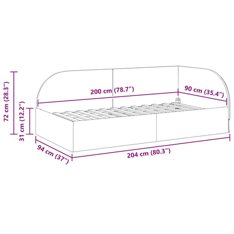 vidaXL Corner Bed Frame with Headboard Cream 90 x 200 cm Velvet