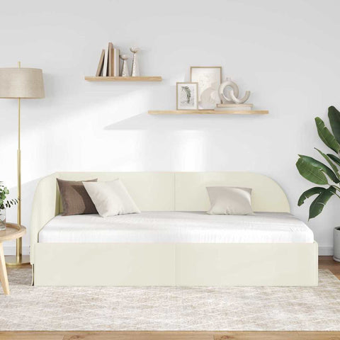vidaXL Corner Bed Frame with Headboard Cream 100 x 200 cm Velvet