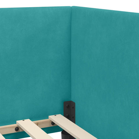 vidaXL Corner Bed Frame with Headboard Turquoise 100 x 200 cm Velvet