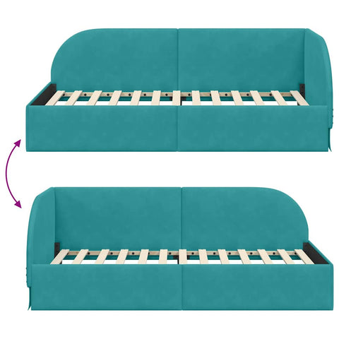 vidaXL Corner Bed Frame with Headboard Turquoise 100 x 200 cm Velvet