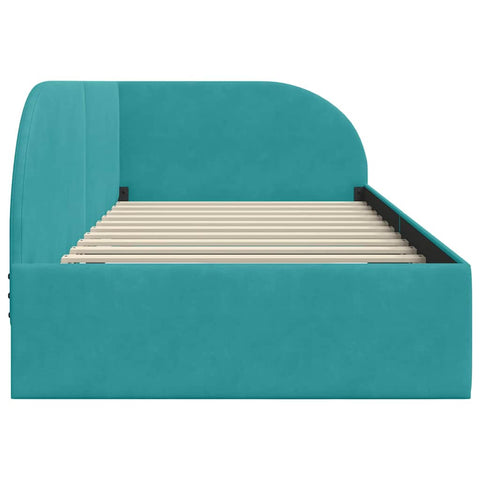 vidaXL Corner Bed Frame with Headboard Turquoise 100 x 200 cm Velvet