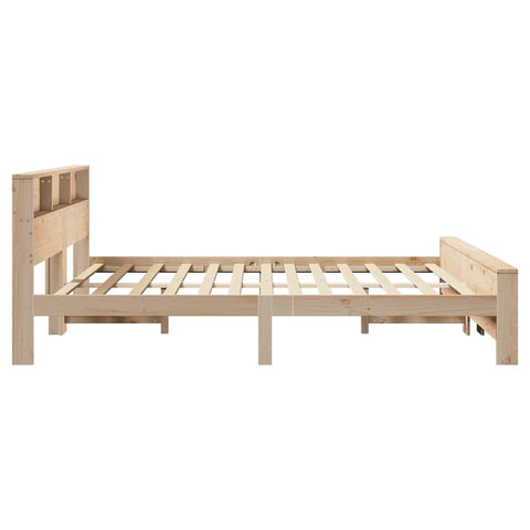 vidaXL Bed Frame with Headboard Brown 200 x 200 cm Solid pine wood